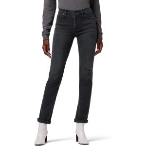 HUDSON Womens Nico Mid-Rise Straight Leg Ankle Jean(Black Ash Destruct)