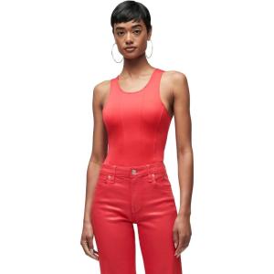 HUDSON womens Scoop Neck Sleeveless Bodysuit(Poinsettia)