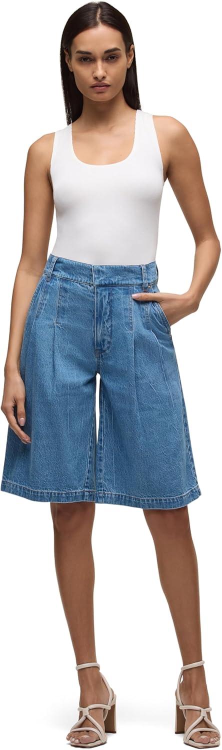 imageHUDSON Womens Clean Front Pleated Bermuda ShortElm