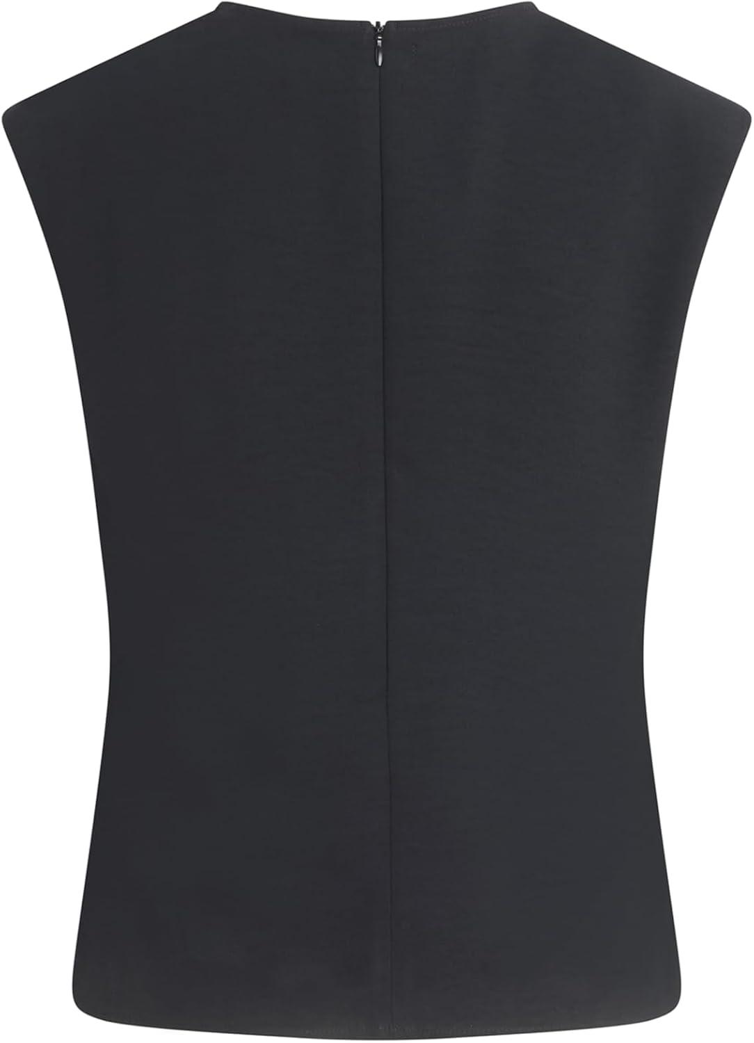 imageHUDSON Womens Shoulder Padded Wrap Sleeveless TeeBlack