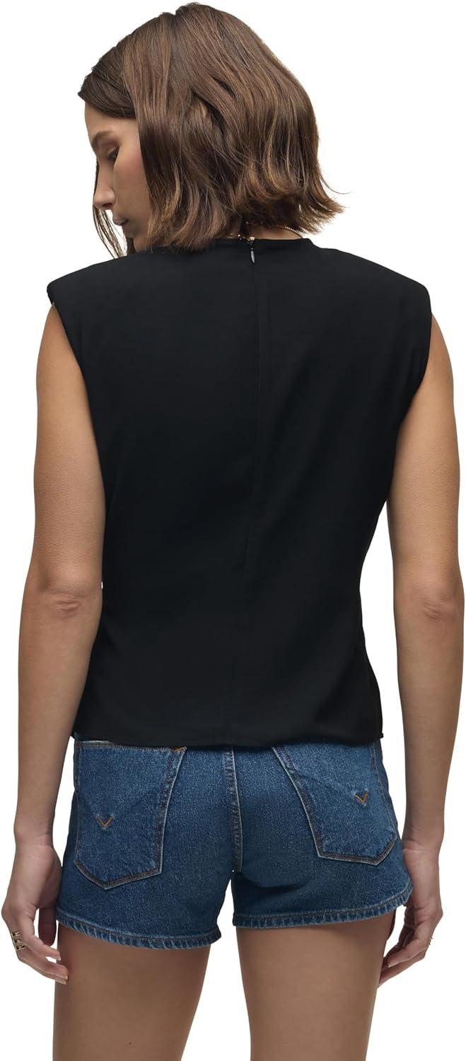 imageHUDSON Womens Shoulder Padded Wrap Sleeveless TeeBlack