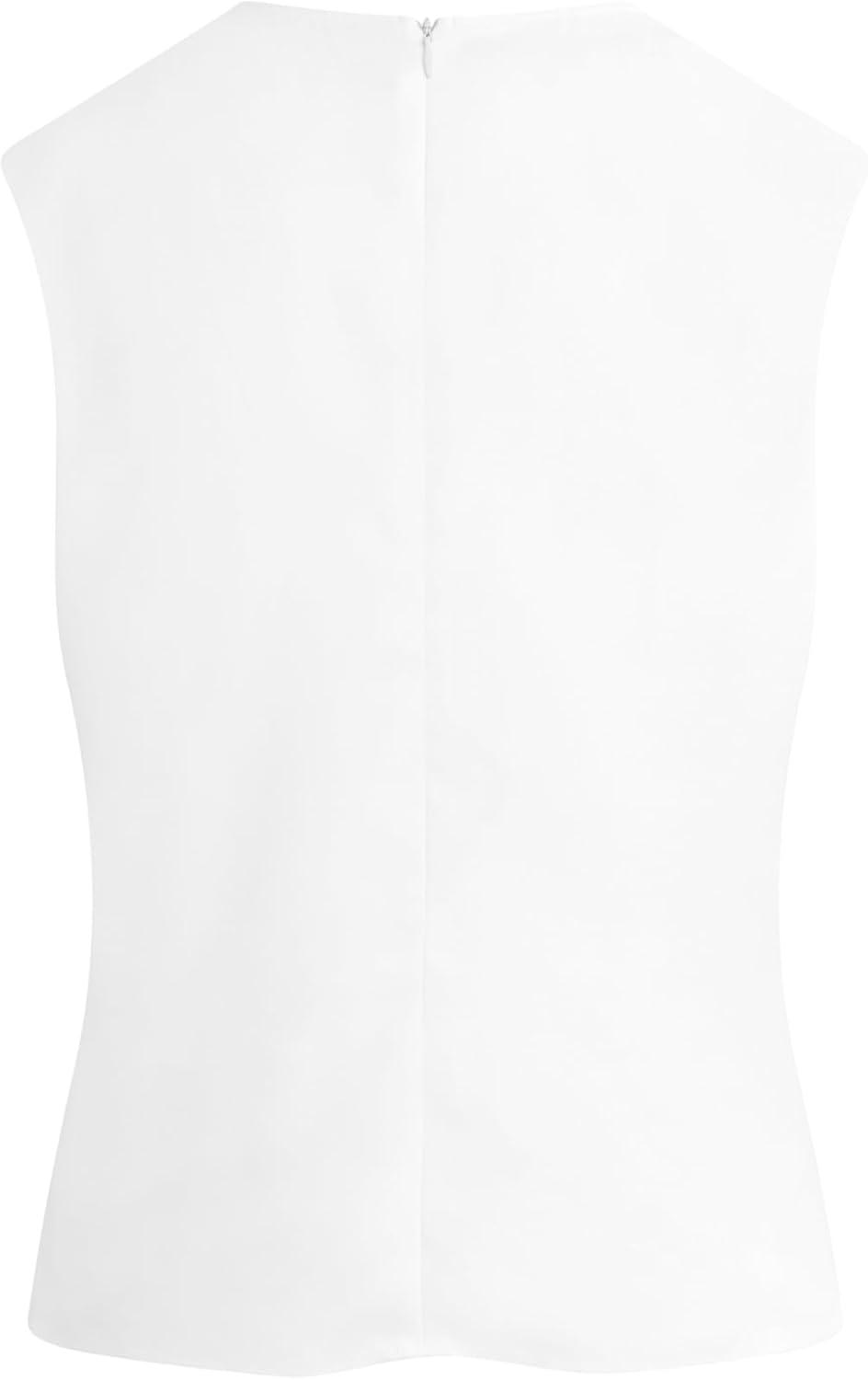 imageHUDSON Womens Shoulder Padded Wrap Sleeveless TeeWhite