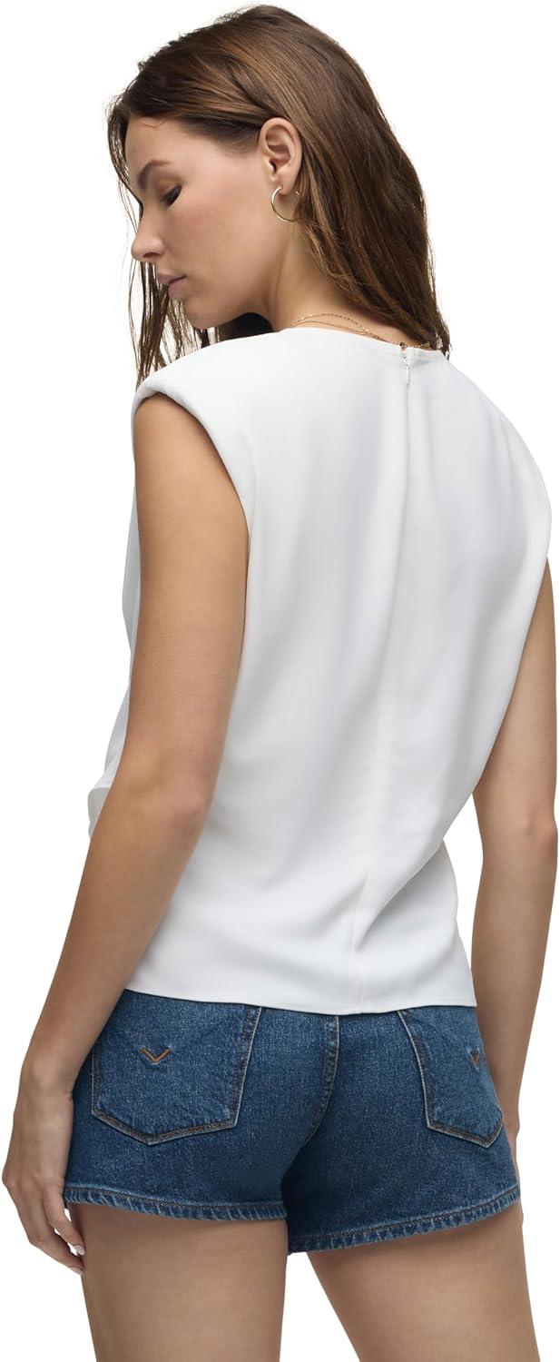 imageHUDSON Womens Shoulder Padded Wrap Sleeveless TeeWhite