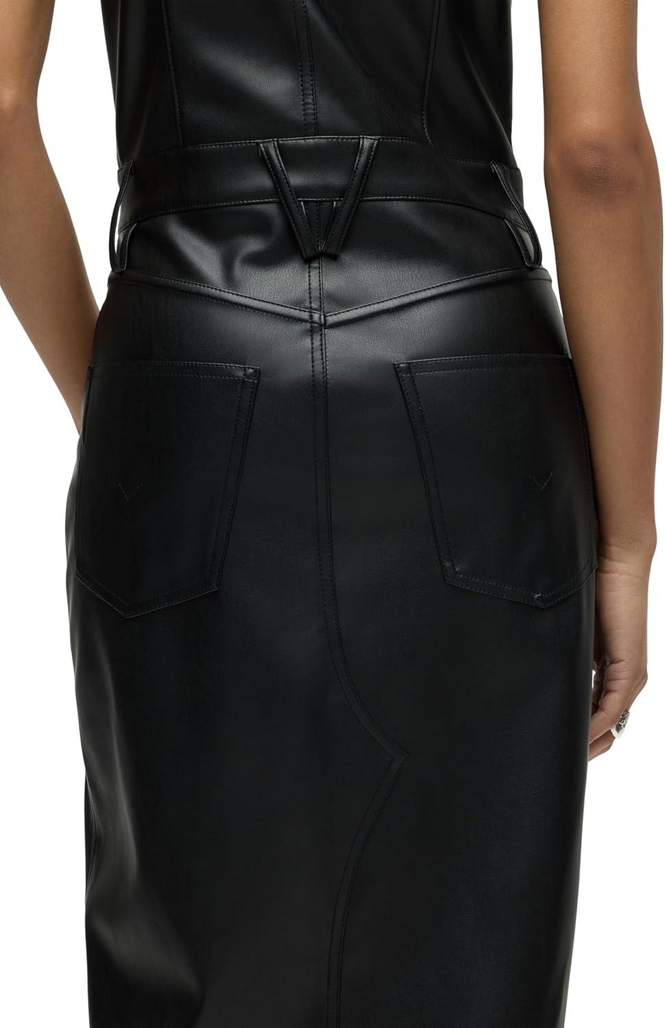 imageHUDSON Womens Sleeveless Collared Halter Utility Dress with PocketsBlack