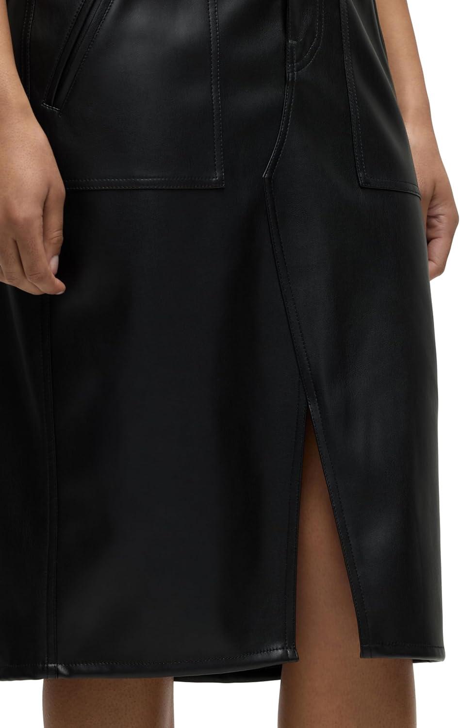 imageHUDSON Womens Sleeveless Collared Halter Utility Dress with PocketsBlack