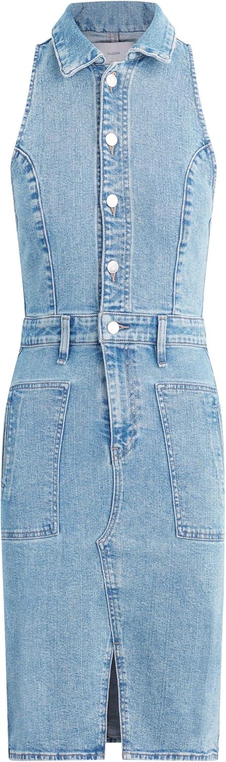 imageHUDSON Womens Sleeveless Collared Halter Utility Dress with PocketsOffsitetpp