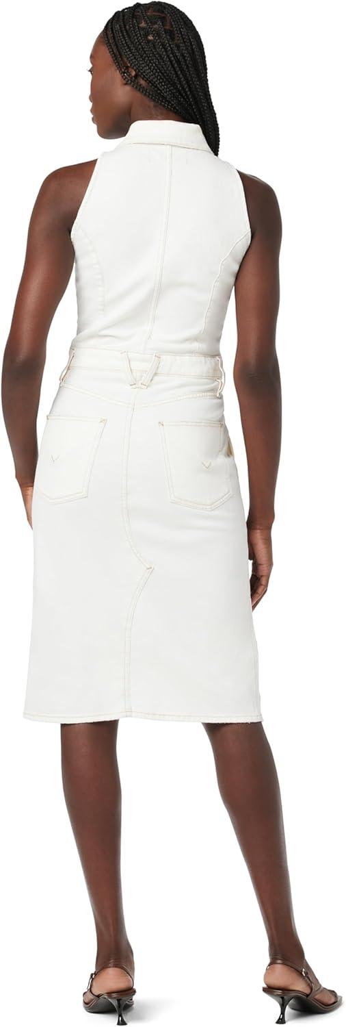 imageHUDSON Womens Sleeveless Collared Halter Utility Dress with PocketsWhisper White
