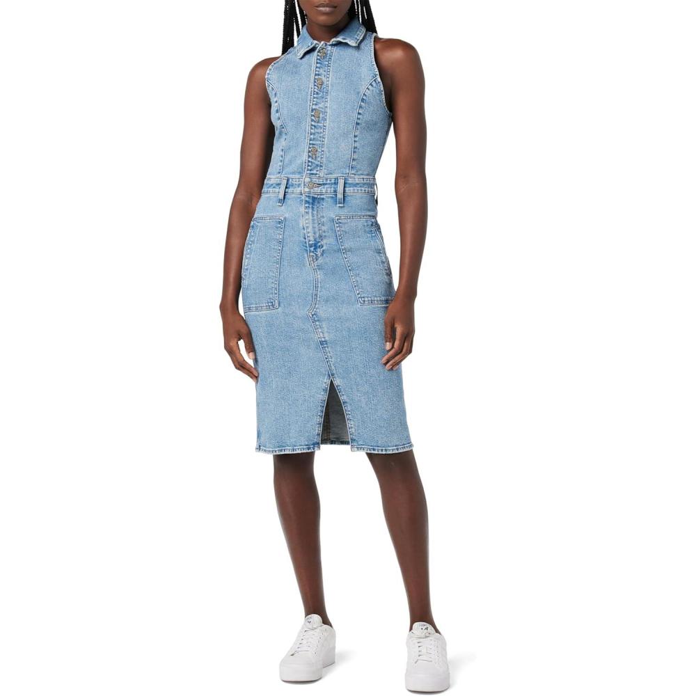 imageHUDSON Womens Sleeveless Collared Halter Utility Dress with PocketsOffsitetpp