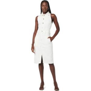 HUDSON Women’s Sleeveless Collared Halter Utility Dress with Pockets(Whisper White)