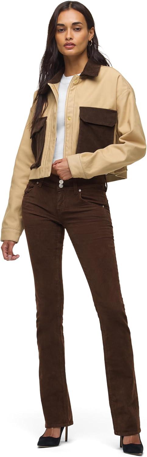 imageHUDSON Womens Beth Mid Rise Baby Bootcut Jean with Back Flap PocketsBlack Coffee Cord