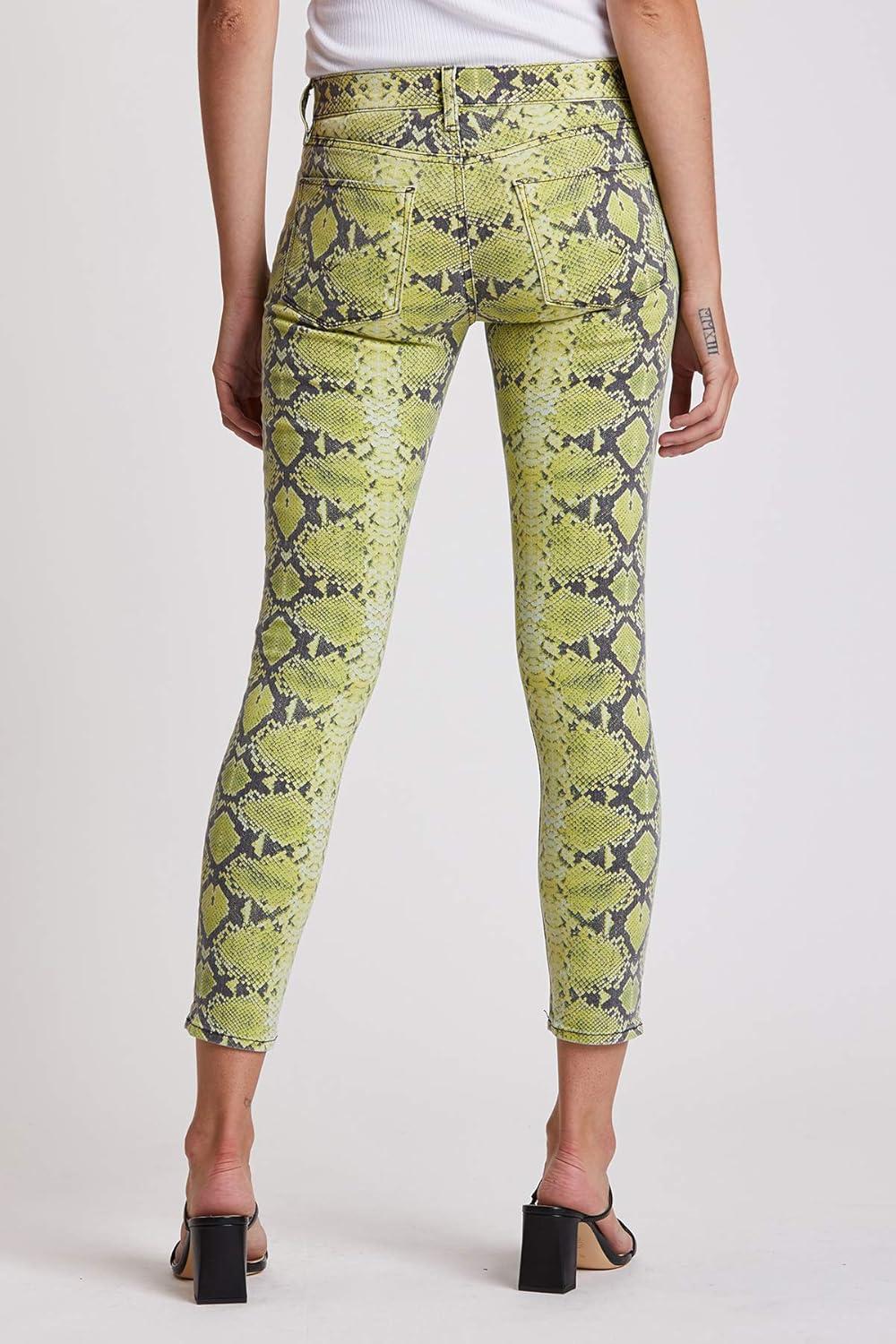 imageHUDSON Womens Nico Mid Rise Super Skinny Ankle JeanChartreuse Python