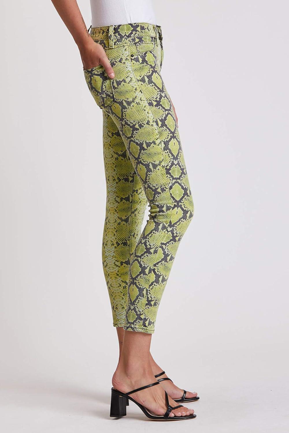 imageHUDSON Womens Nico Mid Rise Super Skinny Ankle JeanChartreuse Python