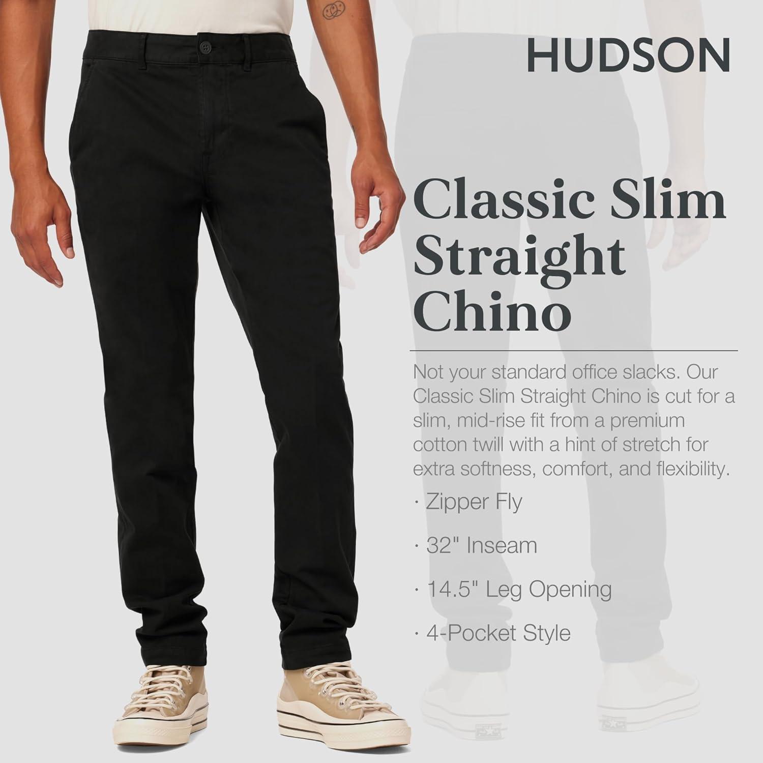 imageHUDSON Mens Classic Slim Straight ChinoBlack