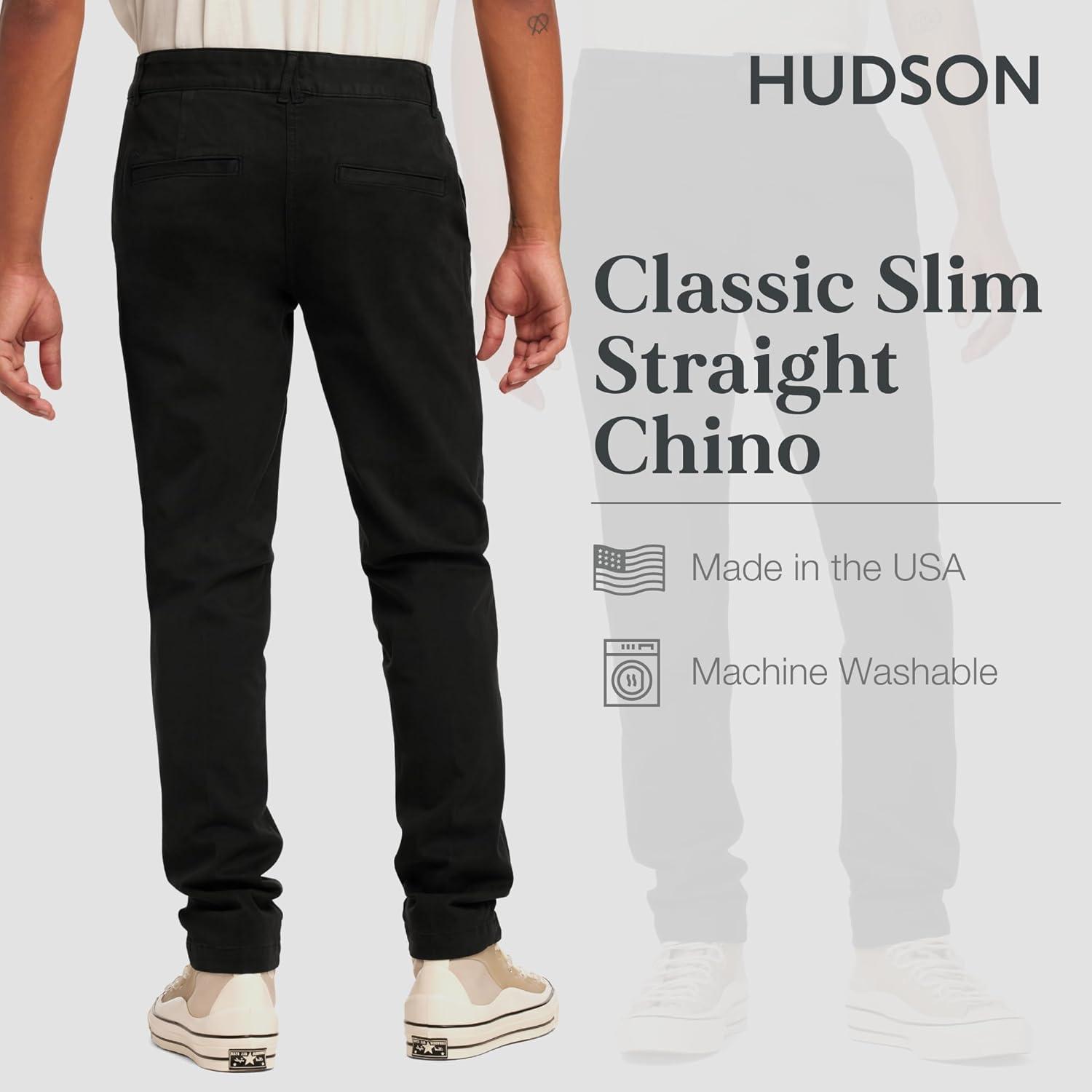 imageHUDSON Mens Classic Slim Straight ChinoBlack