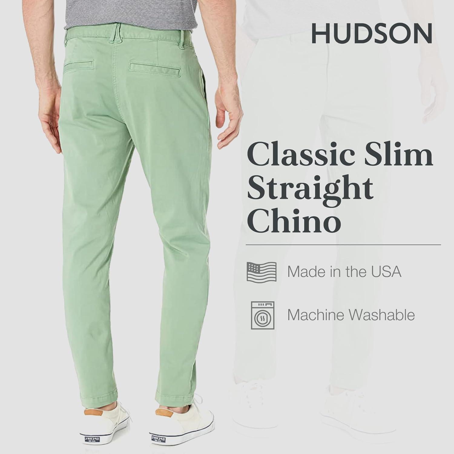 imageHUDSON Mens Classic Slim Straight ChinoTurf Green