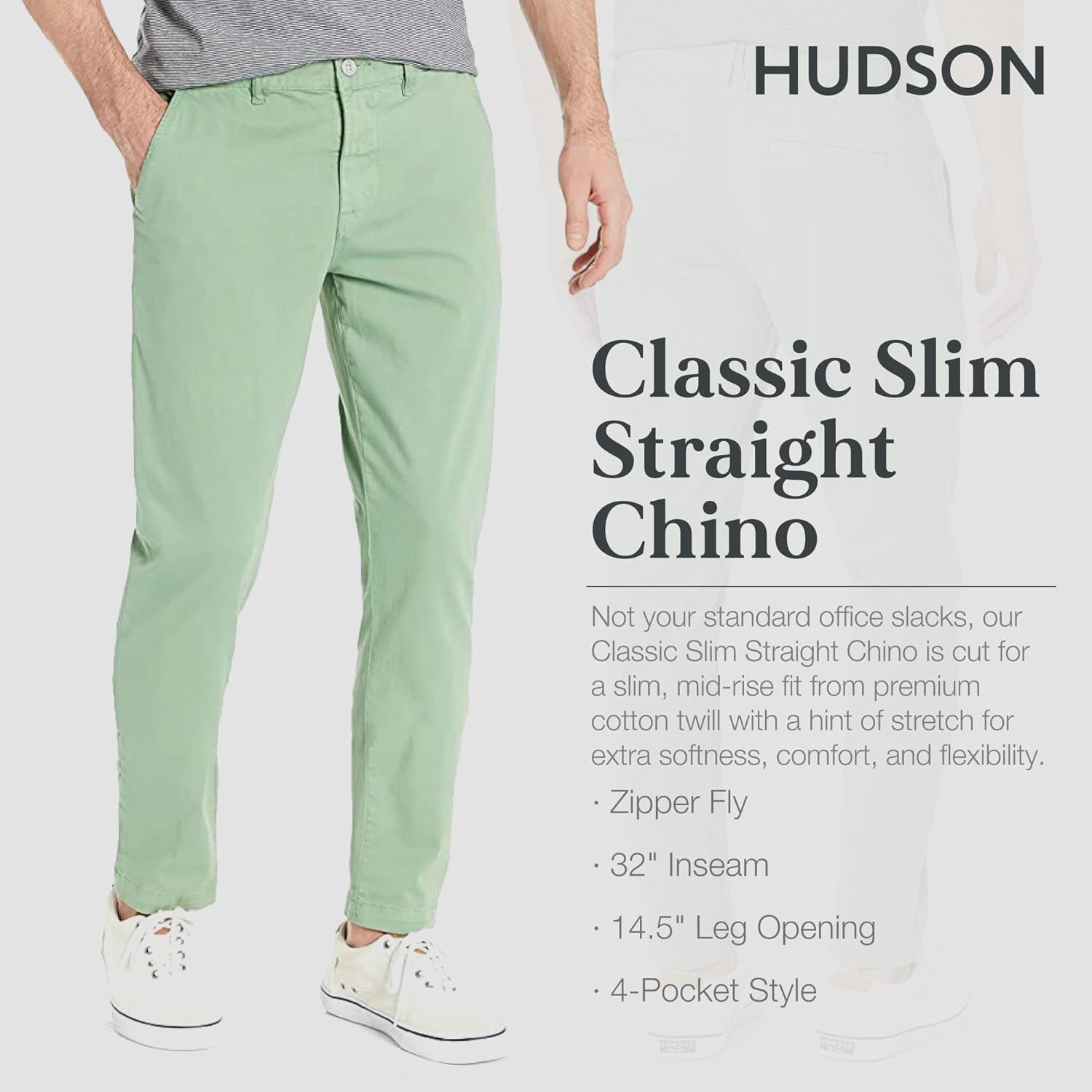 imageHUDSON Mens Classic Slim Straight ChinoTurf Green