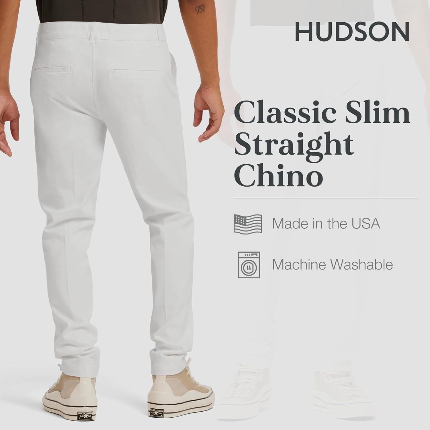 imageHUDSON Mens Classic Slim Straight ChinoWhite