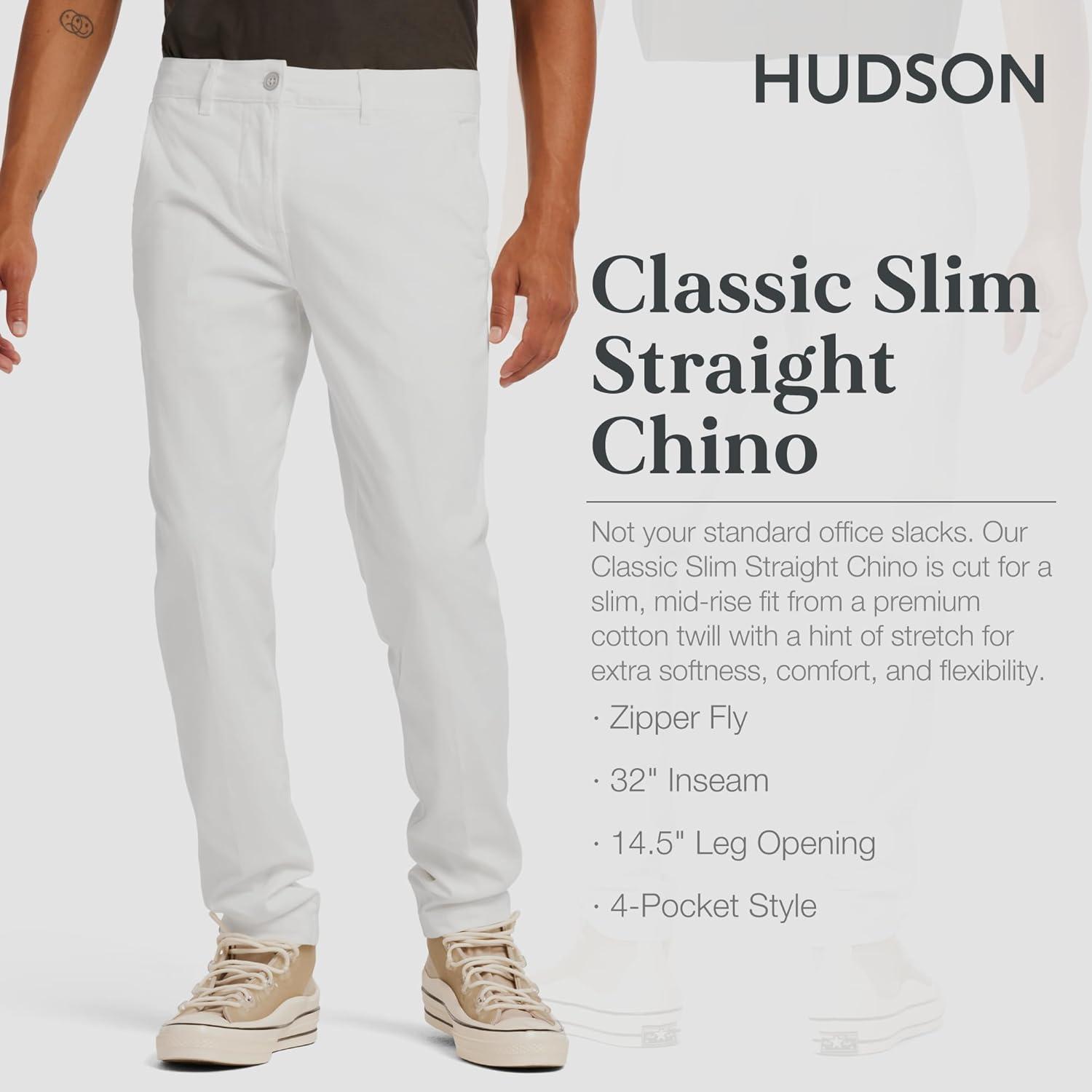 imageHUDSON Mens Classic Slim Straight ChinoWhite