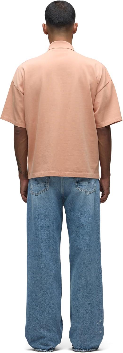 imageHUDSON Mens Luca Loose Fit Wide Leg Denim PantBleached