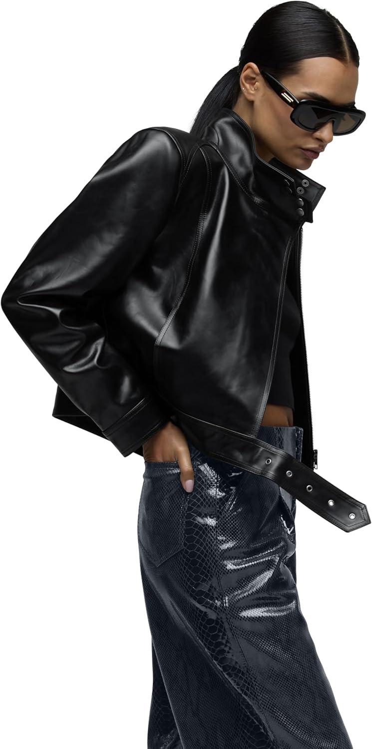 imageHUDSON womens Brooks Nader Sarah Jane Leather JacketJet Black