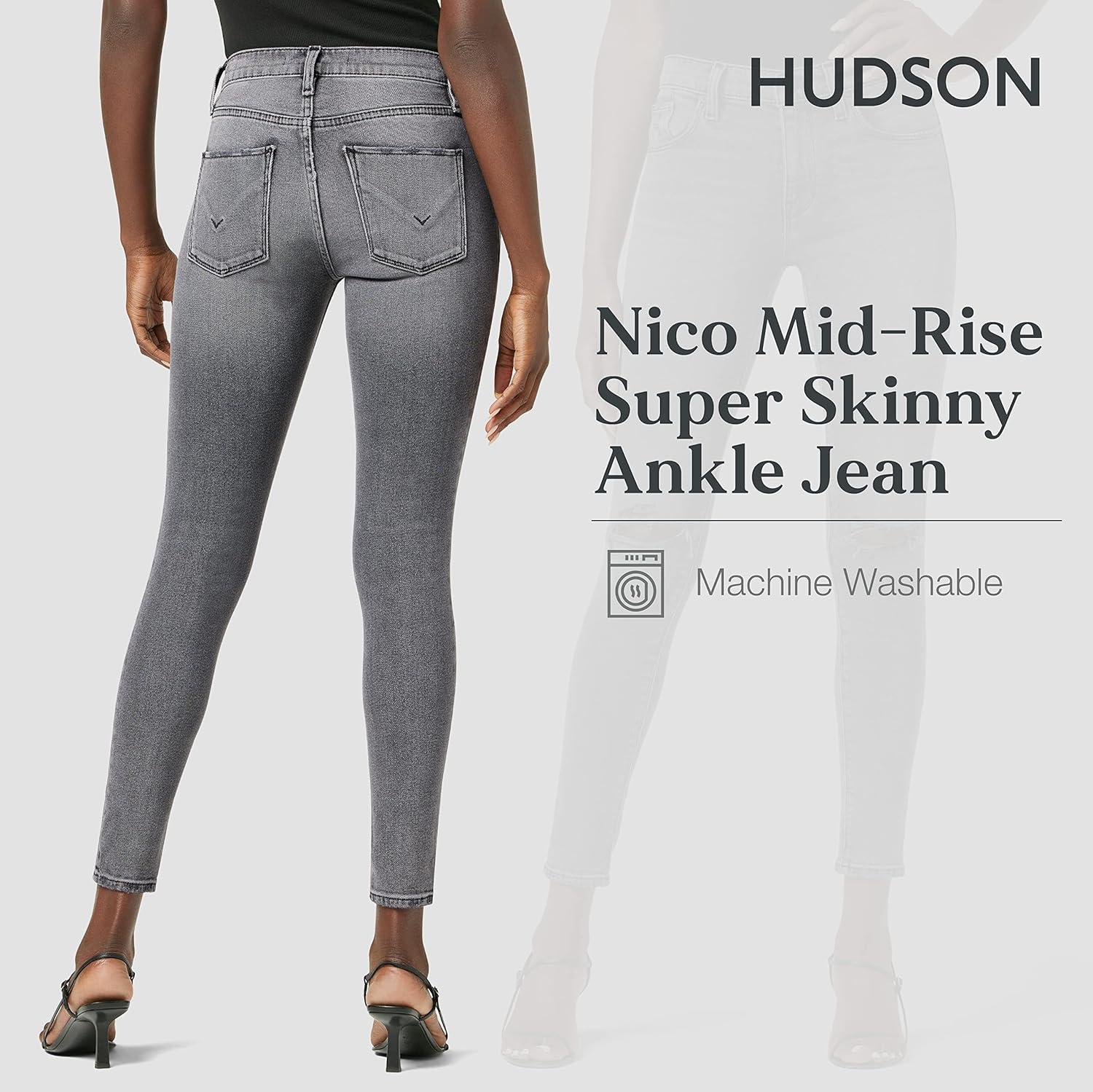 imageHudson Jeans Womens Krista Ankle Skinny Jean with Raw HemStone Grey Destruc