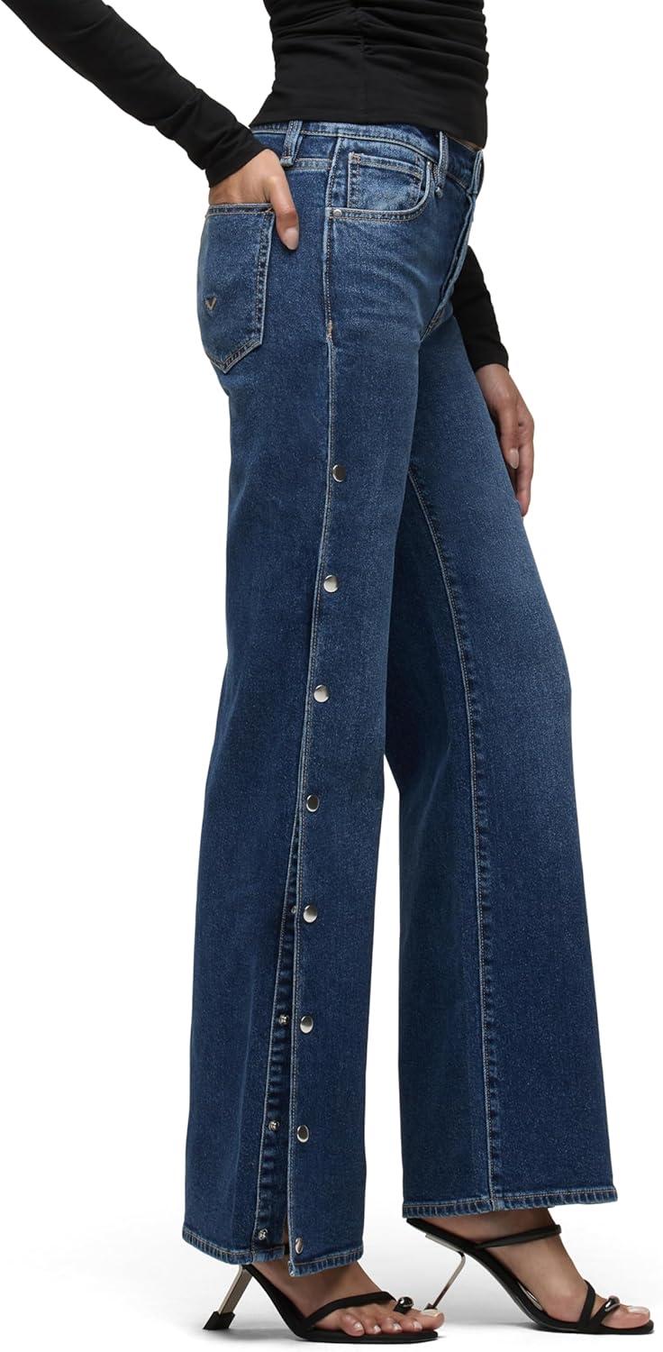 imageHudson Womens Rosie High Rise Wide Leg JeanDeep Ray Side Snaps