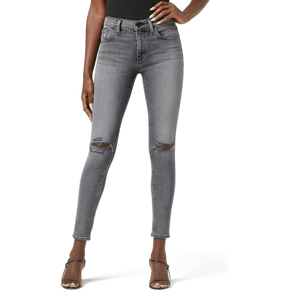 imageHudson Jeans Womens Krista Ankle Skinny Jean with Raw HemStone Grey Destruc