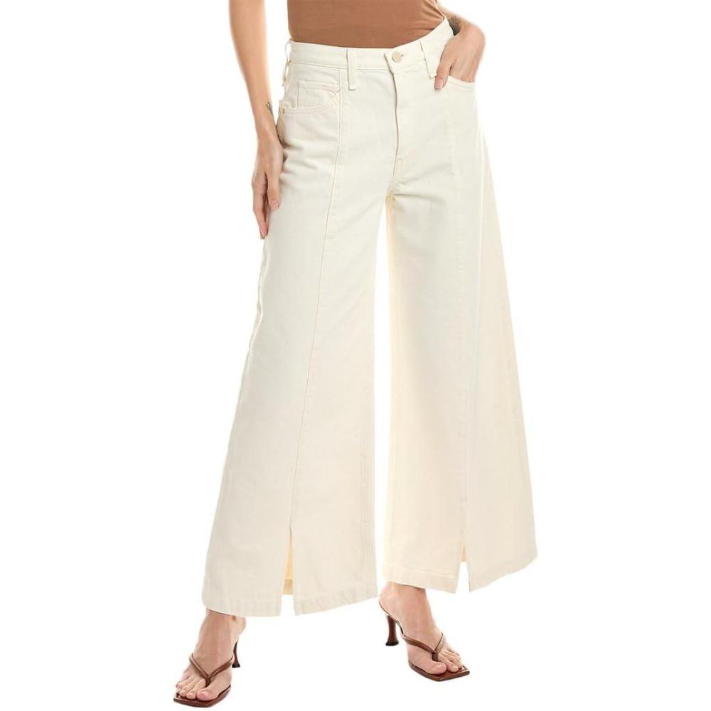 imageHudson Womens James High Rise Wide Leg JeanDistressed Ecru Vent