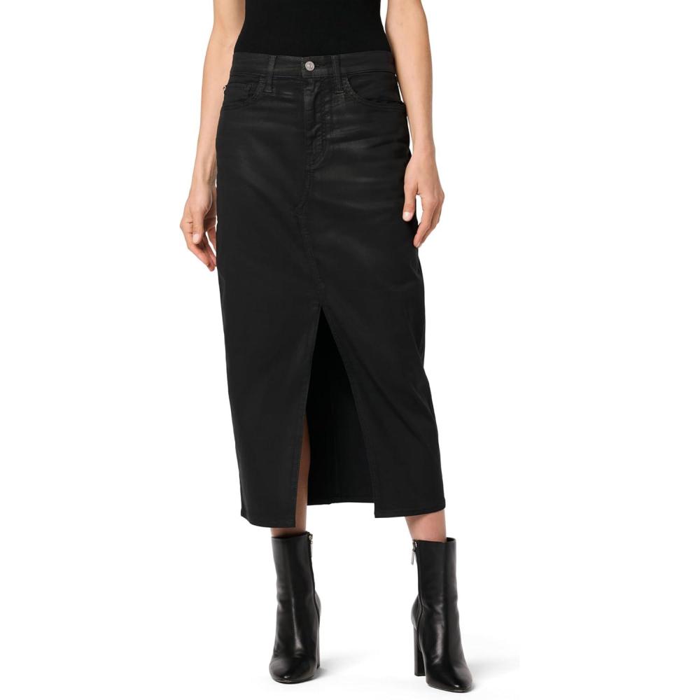imageHUDSON Womens Reconstucted Midi SkirtBlack Coated Denim