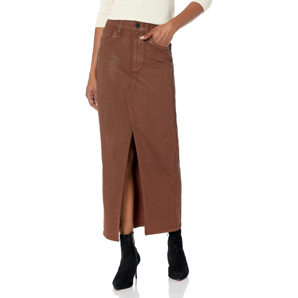 imageHUDSON Womens Reconstucted Midi SkirtCoated Tortoise Shell