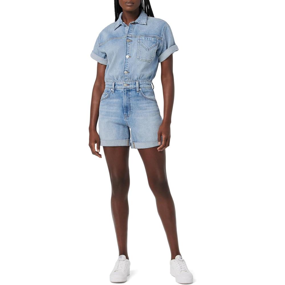imageHUDSON Womens Short Sleeve Denim RomperOcean Waters