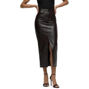 Hudson Womens Reconstucted Midi Skirt(Marbled Vegan Leather)