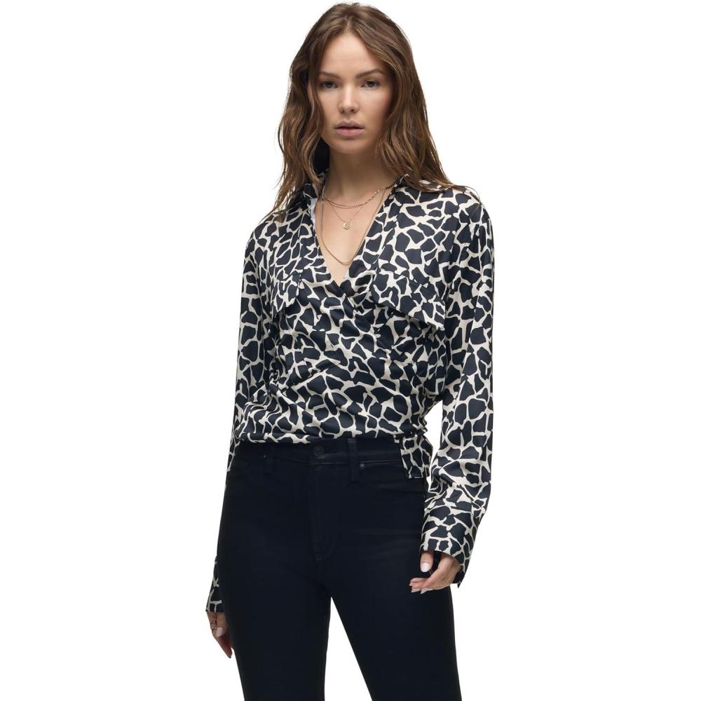 imageHUDSON Womens Long Sleeve Wrap ShirtGiraffe Print