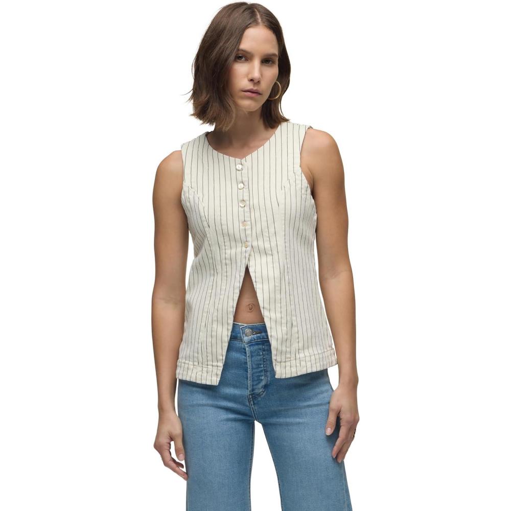 imageHUDSON womens Cutaway Tuxedo VestEcru Stripe