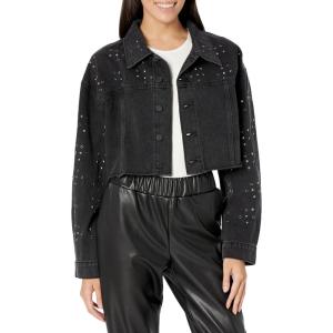 HUDSON womens Micro Cropped Jacket(Black Glitter)