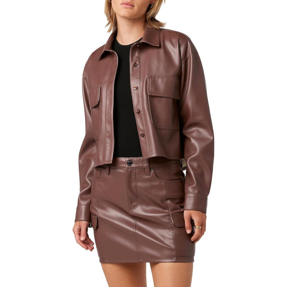 imageHudson Womens Cropped Oversized Button Down ShirtCinnamon