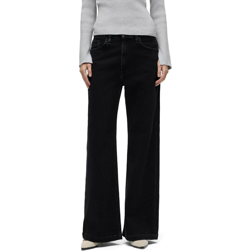 imageHudson Womens Jodie High Rise Loose Fit Wide Leg JeanBlack