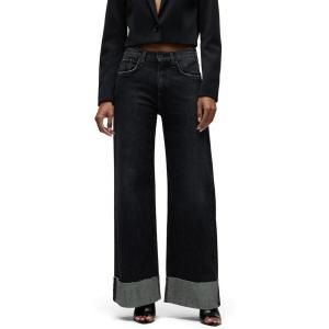 Hudson Womens Jodie High Rise Loose Fit Wide Leg Jean(Milano Noir Cuff)