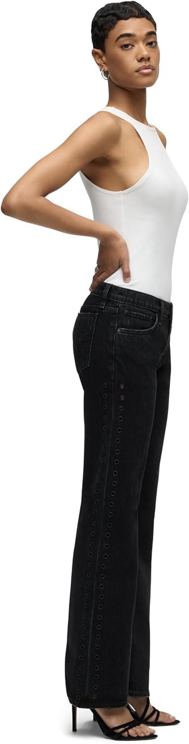 image:imageHudson Womens Kelli Low Rise Loose Fit Straight Leg JeanEmbellished Black
