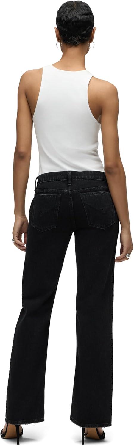 image:imageHudson Womens Kelli Low Rise Loose Fit Straight Leg JeanEmbellished Black