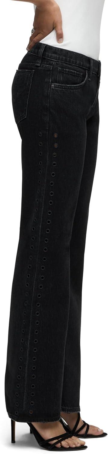 image:imageHudson Womens Kelli Low Rise Loose Fit Straight Leg JeanEmbellished Black