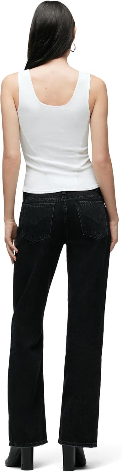 image:imageHudson Womens Kelli Low Rise Loose Fit Straight Leg JeanStone Black