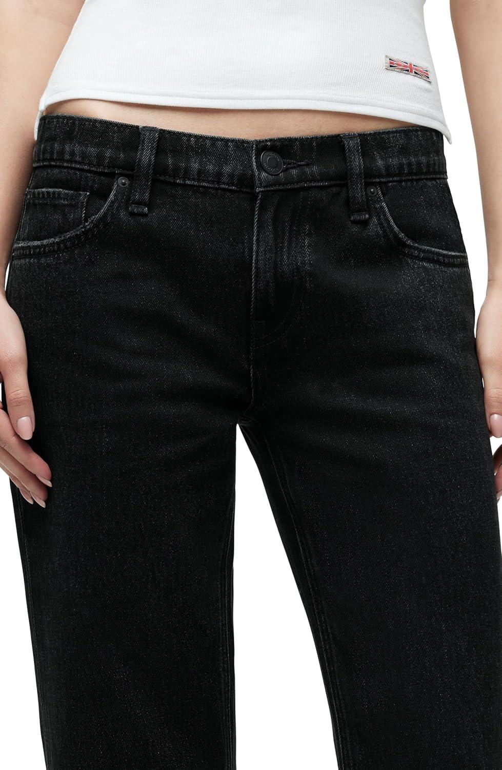 image:imageHudson Womens Kelli Low Rise Loose Fit Straight Leg JeanStone Black