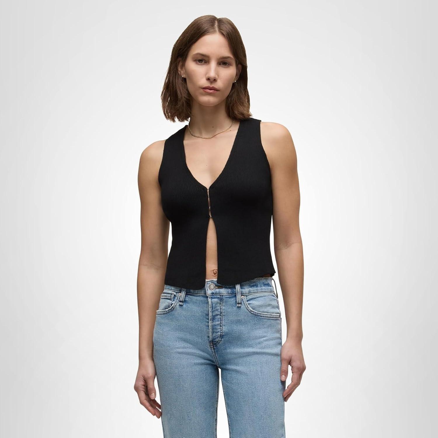 image:imageHUDSON Womens Sleeveless VNeck SweaterBlack