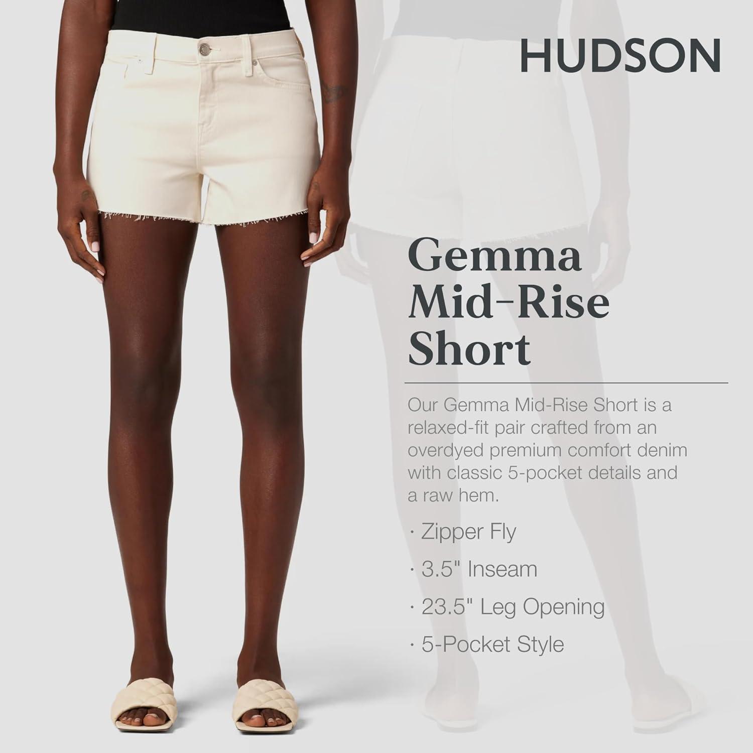 image:imageHudson Womens MidRise Patch Pocket Denim ShortNovelty Egret