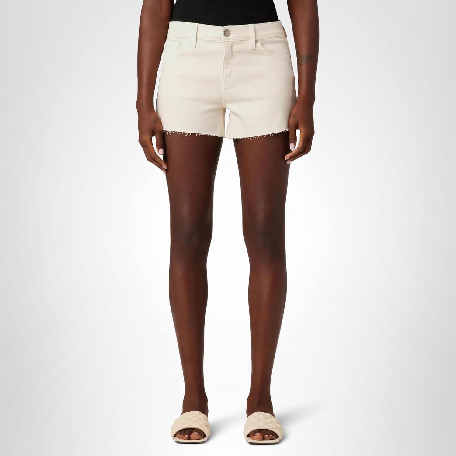 image:imageHudson Womens MidRise Patch Pocket Denim ShortNovelty Egret