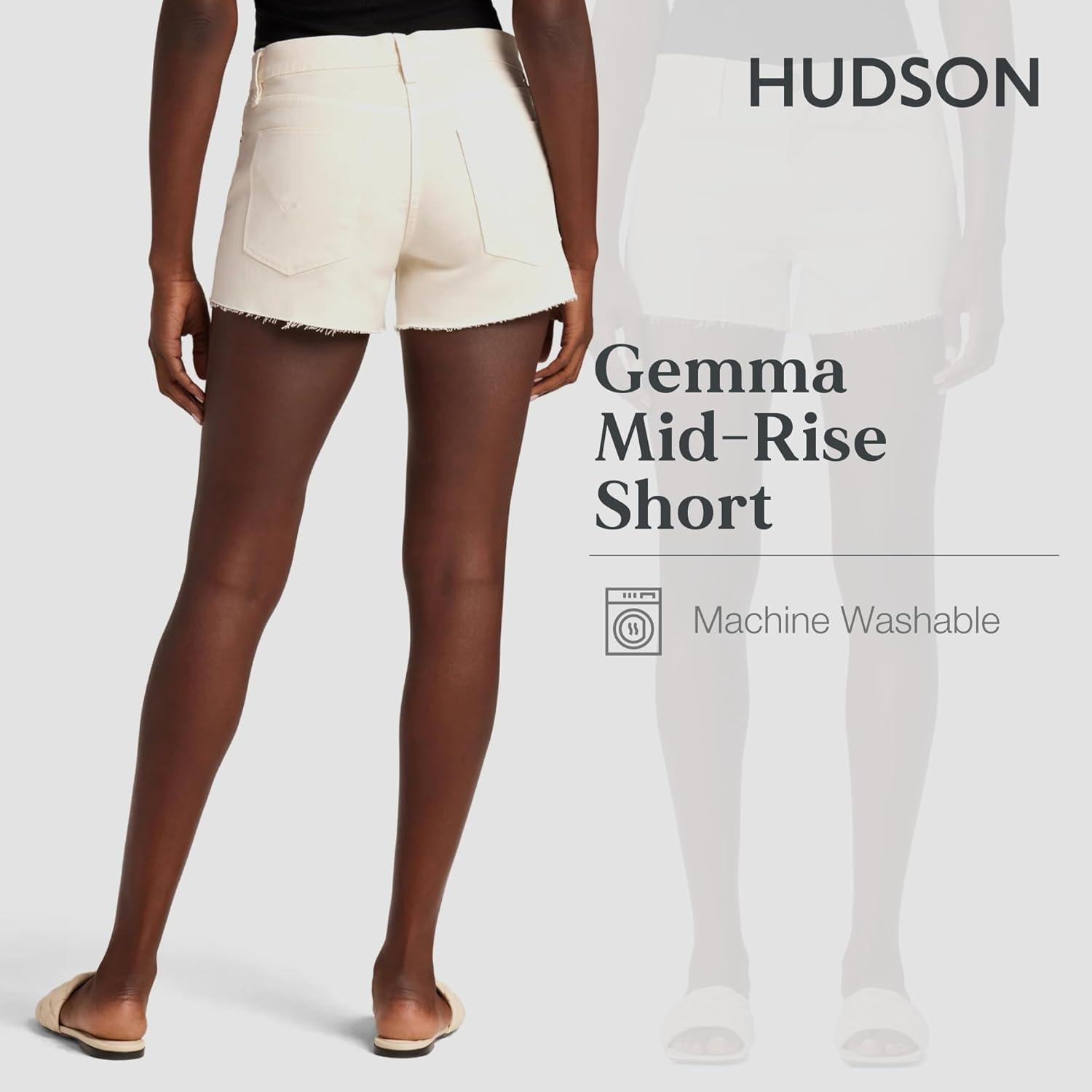 image:imageHudson Womens MidRise Patch Pocket Denim ShortNovelty Egret