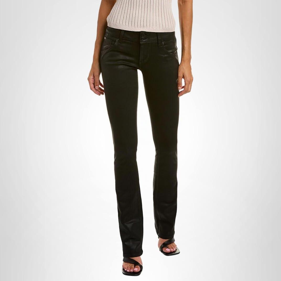 image:imageHUDSON Womens Beth Baby Bootcut Jean with Back Flap PocketsCoated Black Beaut