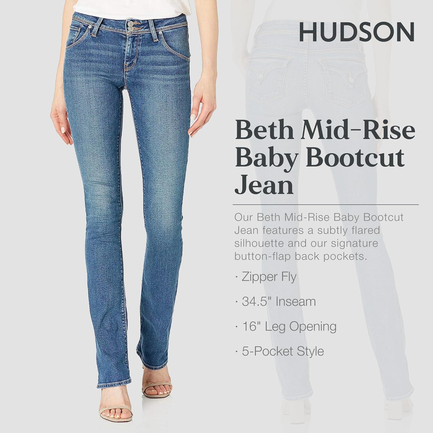 image:imageHUDSON Womens Beth Baby Bootcut Jean with Back Flap PocketsMidas