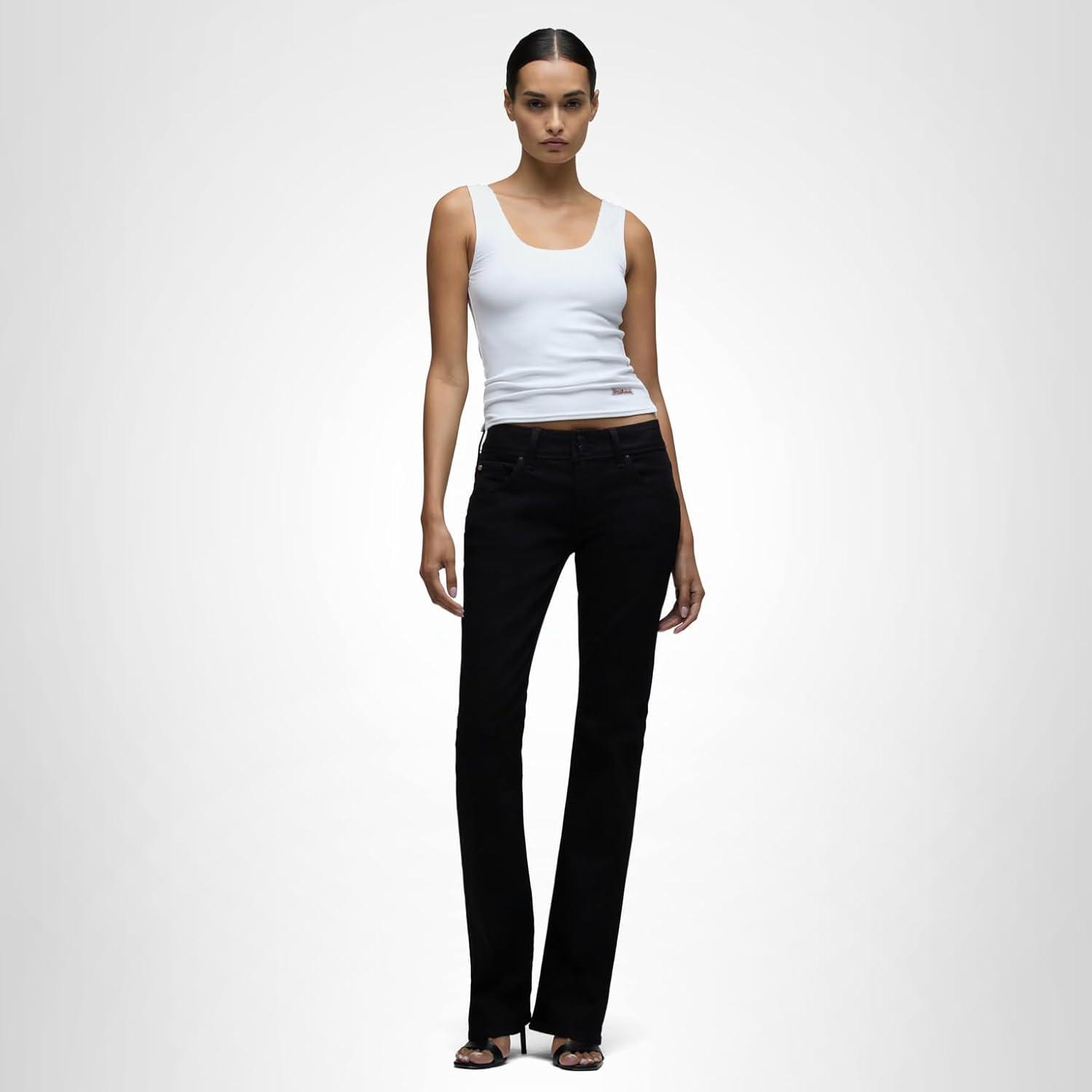 image:imageHUDSON Womens Beth Baby Bootcut Jean with Back Flap PocketsSolid Black